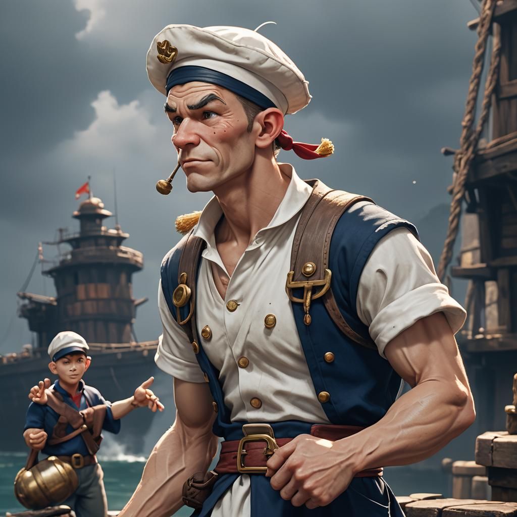 Popeye the Sailor Elf in 3D Anime Art