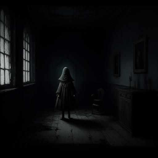 Eerie Child in Candlelit Dark Fantasy Illustration