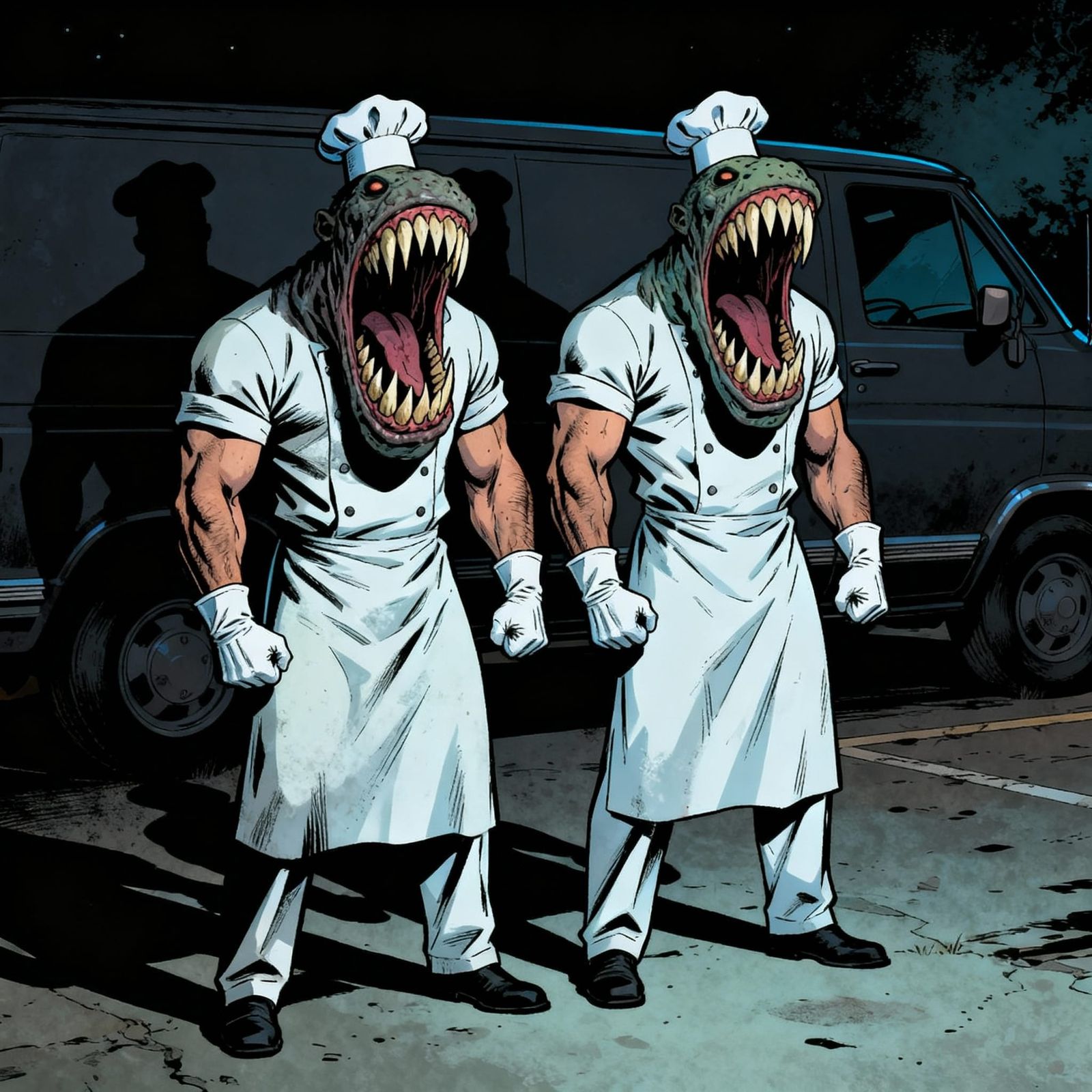 Horror Chefs with Monster Mouths and Sharp Teeth