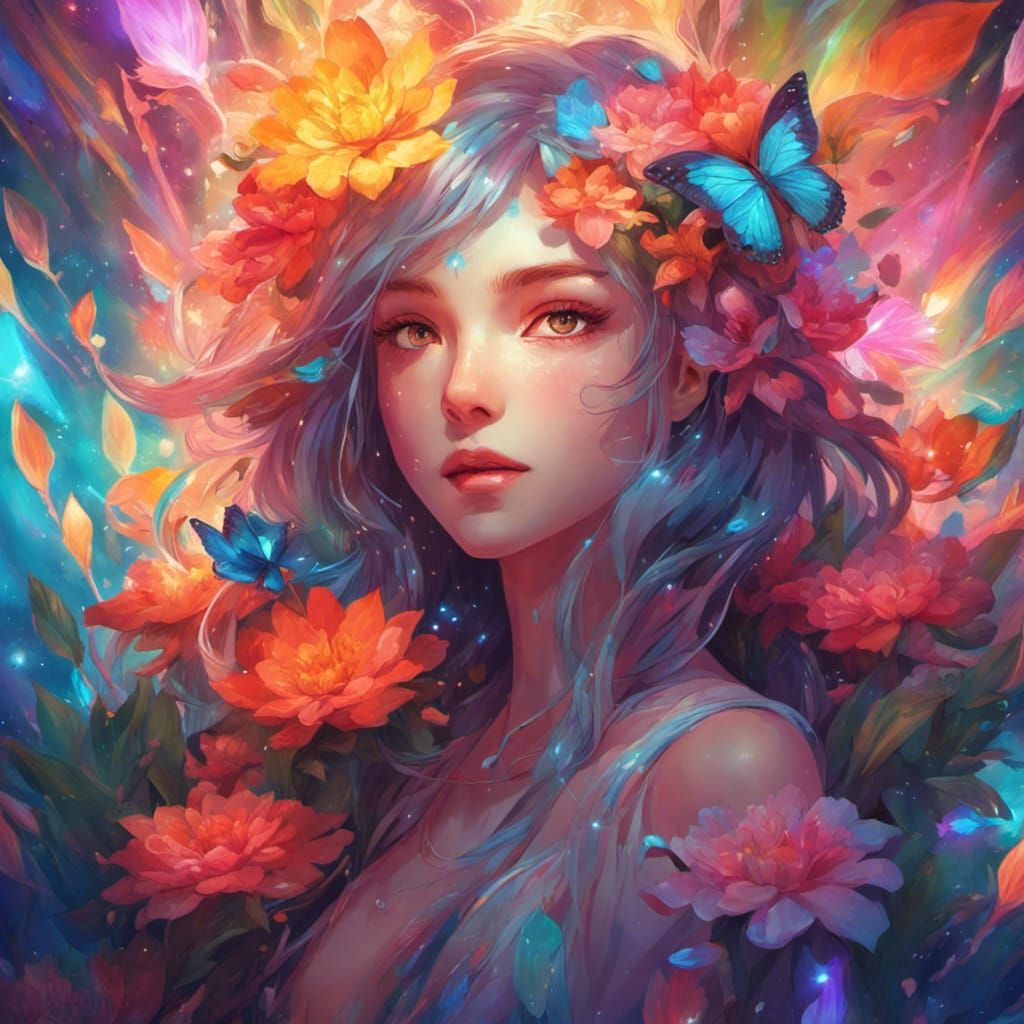 Bioluminescent Bloom: Anime Portrait in Vibrant Colors