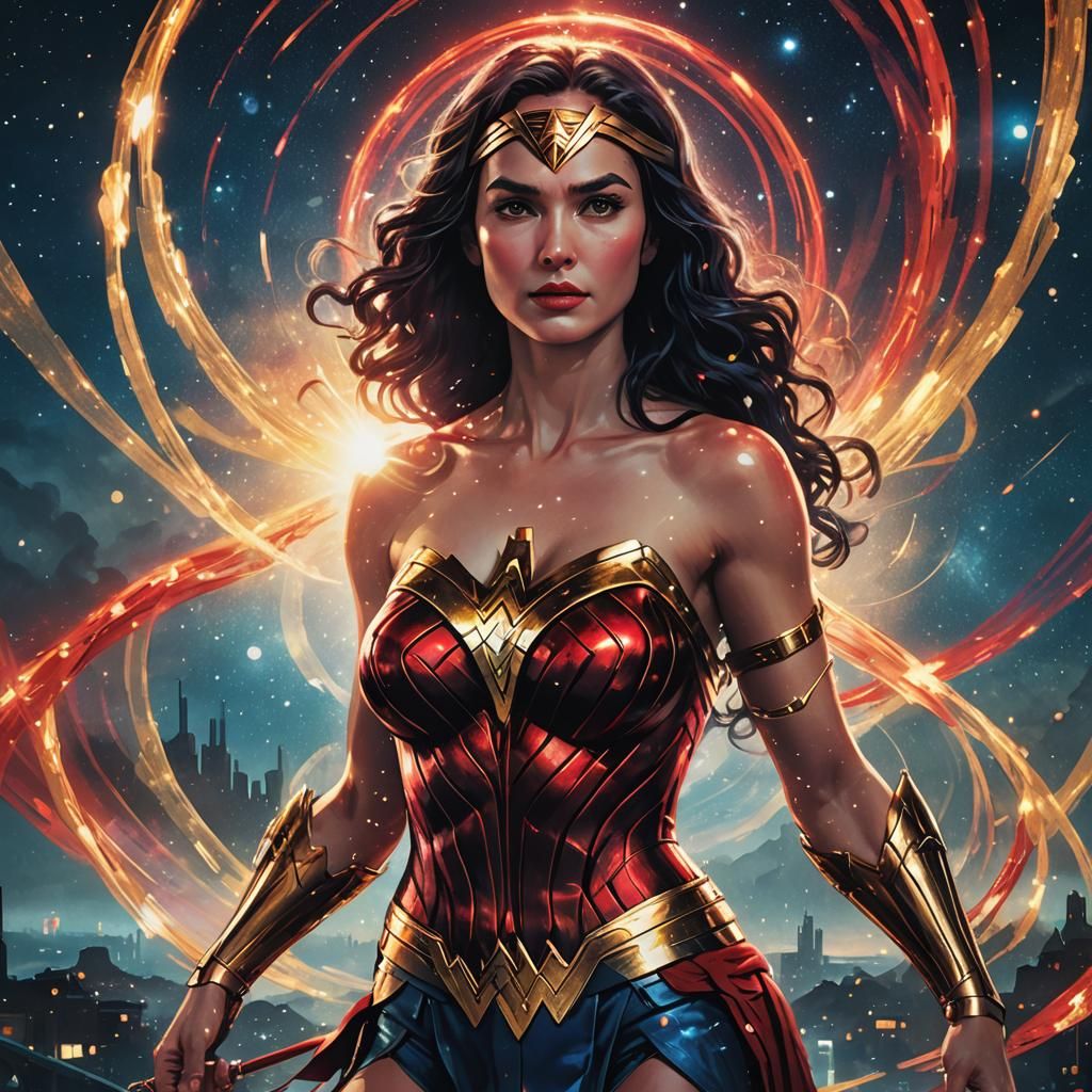 Wonder Woman in Nebula Night Digital Art