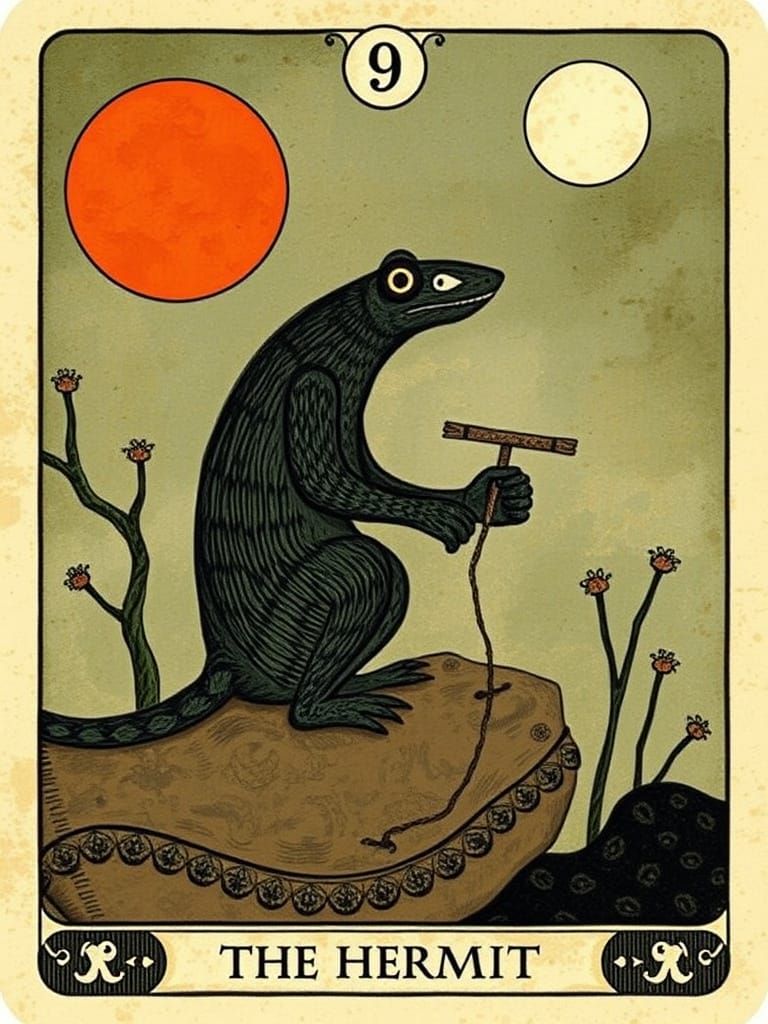 Tarot Card 9: The Hermit, in Surreal Style