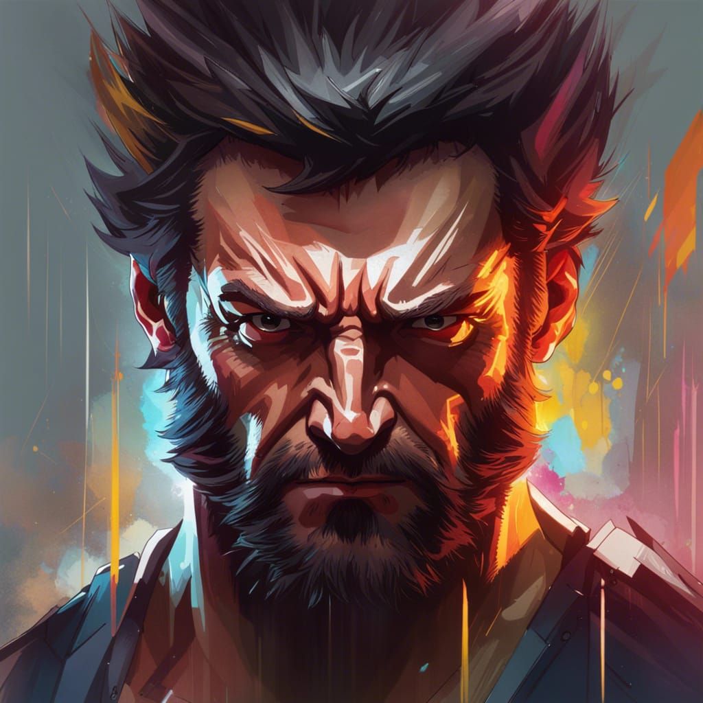 Wolverine Portrait in Hyperdetailed Concept Art Style