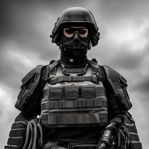 Soldier in Tactical Armor: Professional Photography