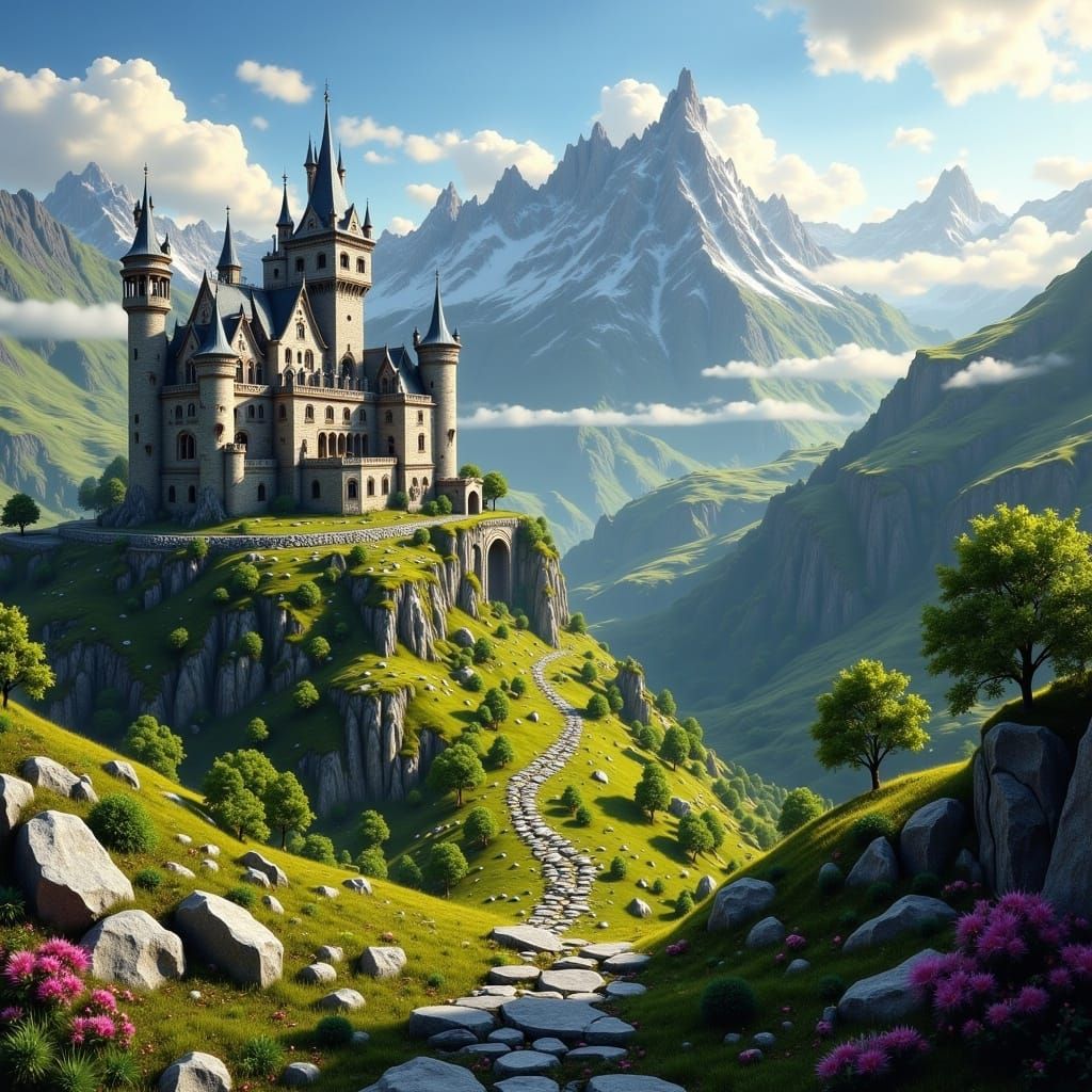 Castle Embarks on a Journey Through Lush Hills in Photoreali...