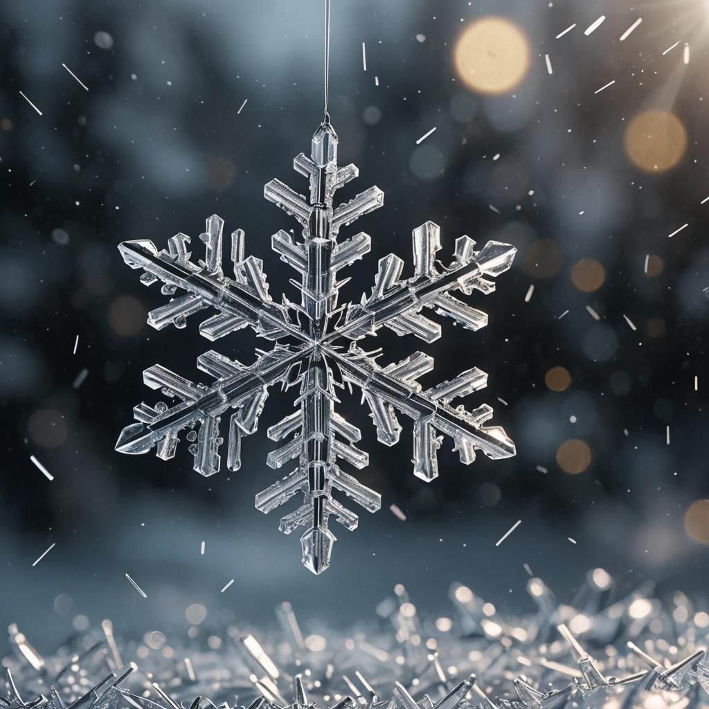 Macro Photograph of a Single Rotating Snowflake