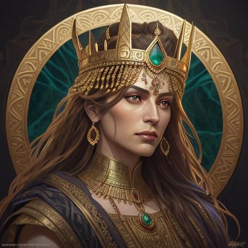 Sumerian King Portrait in High Fantasy Realism