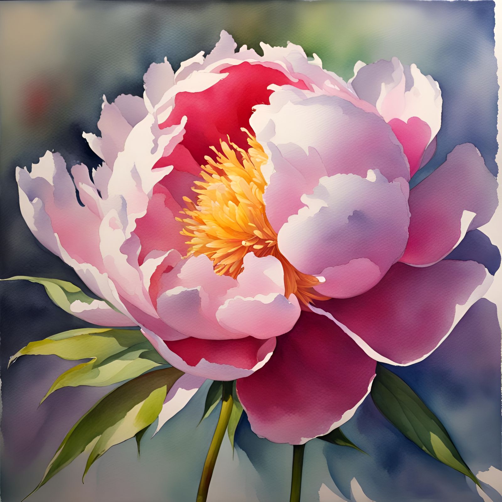 Peonies in Watercolor Style