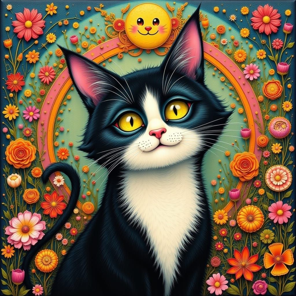 Whimsical Anthropomorphic Cat Illustration