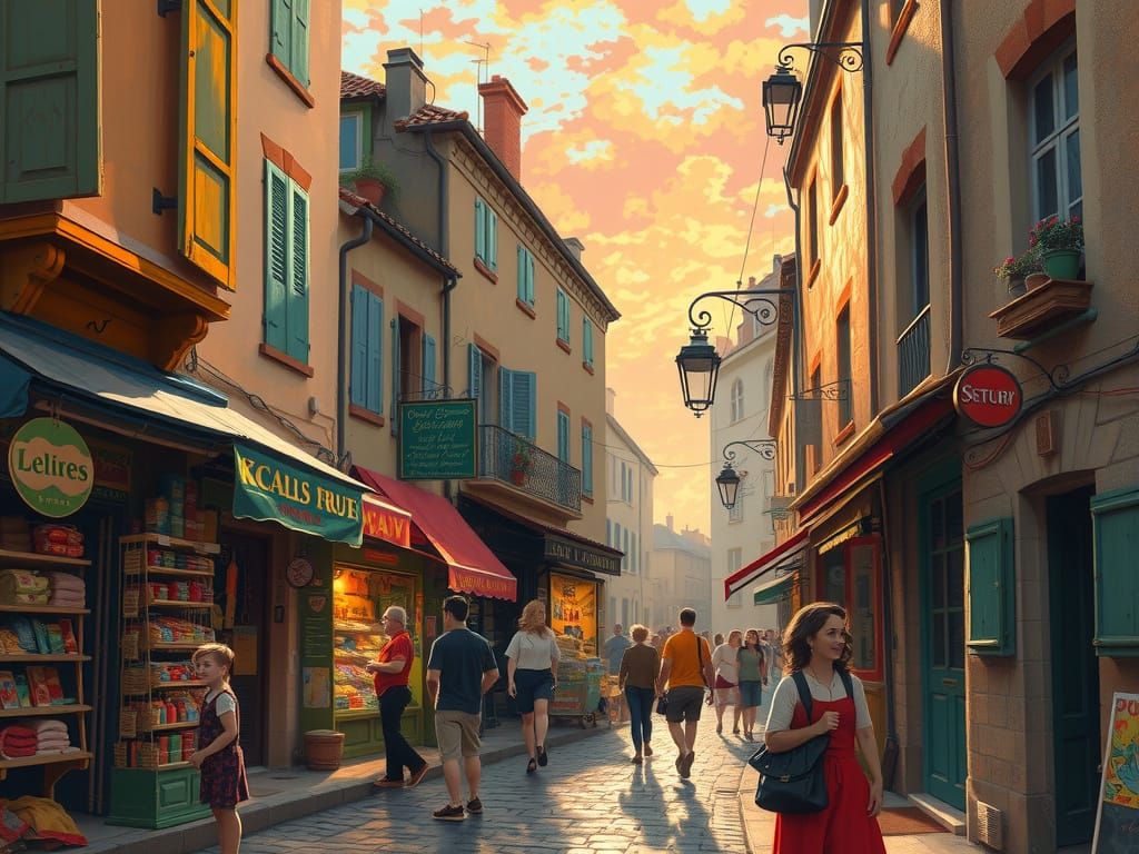 Vibrant Cityscape in Impressionist Style