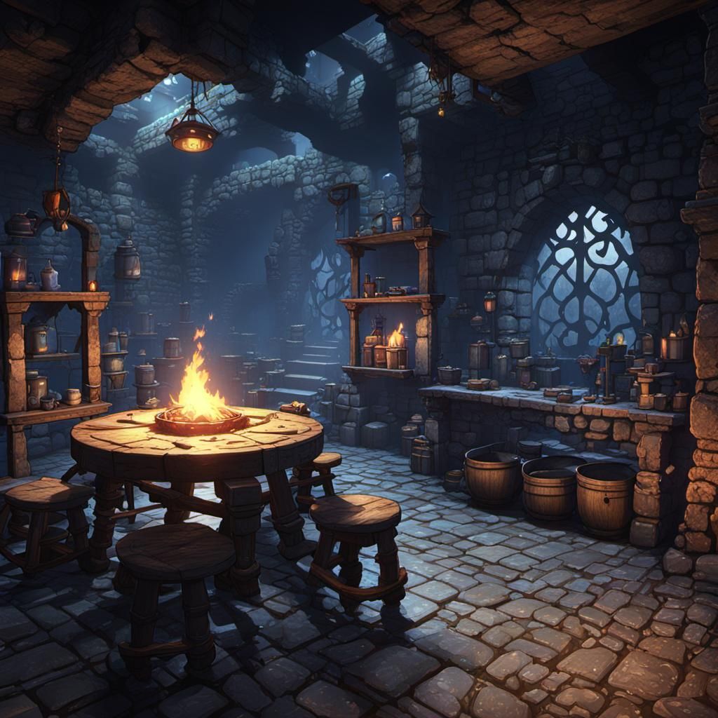 Delicious Dungeon Inn: 3D Rendered Scene