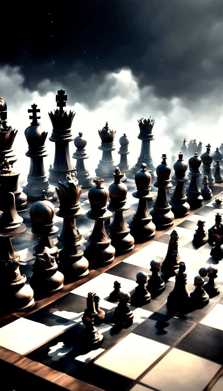Epic Chess Battle in Cinematic Digital Painting