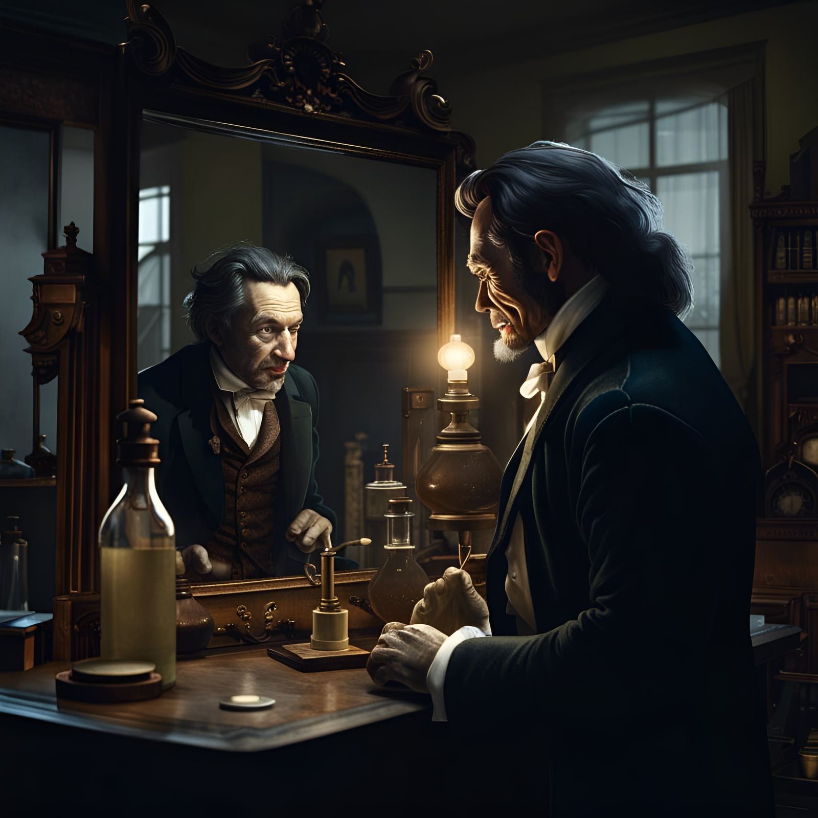 Dr. Jekyll Sees Mr. Hyde: Hyperrealistic 18th Century