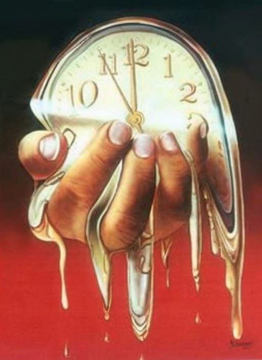 Surreal Melting Clock with Hand