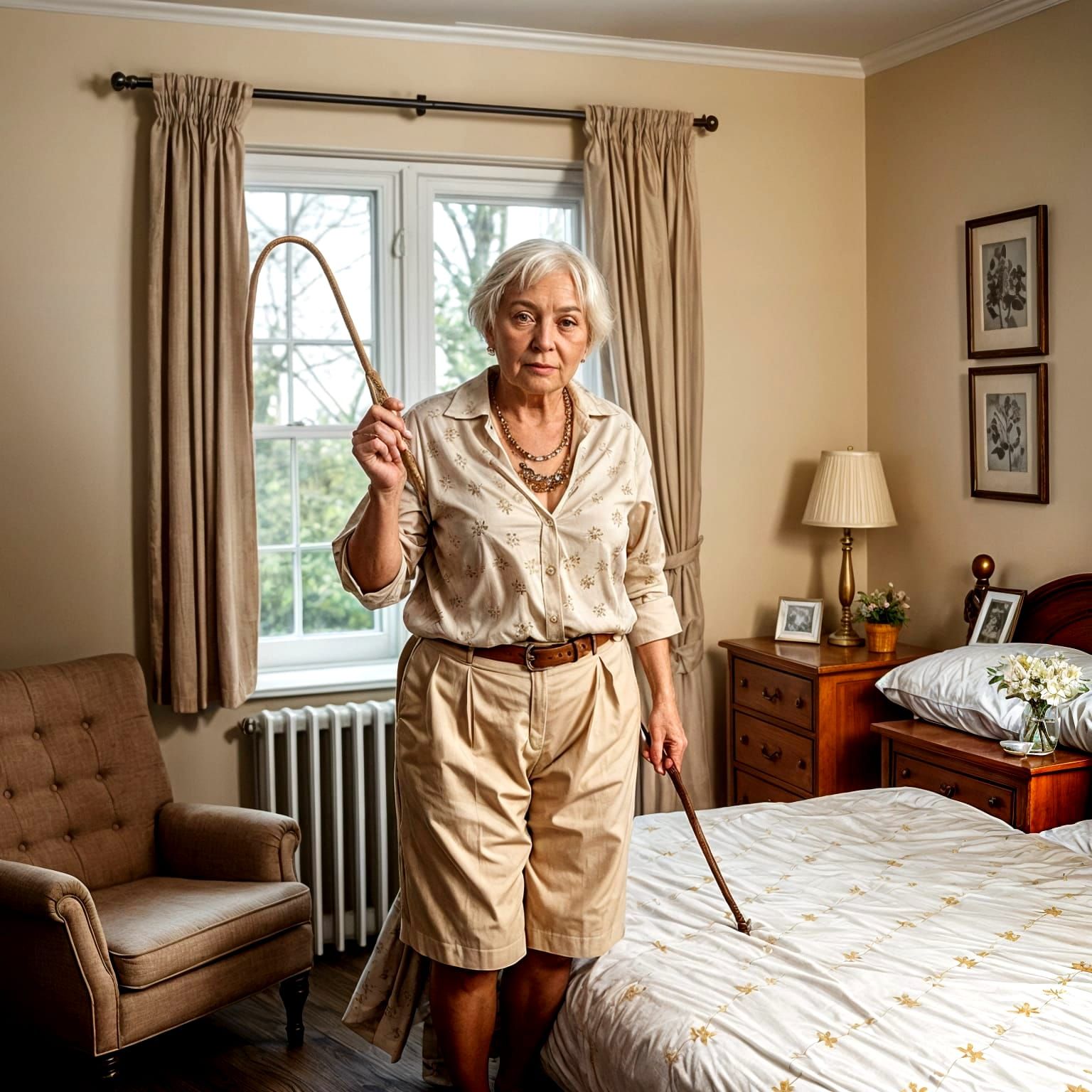 Elderly Woman in Serene Domestic Scene