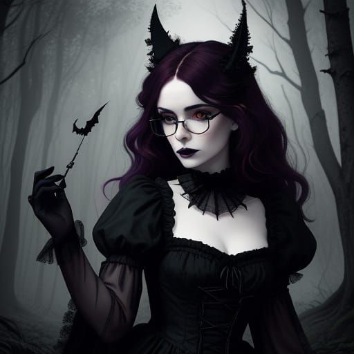Gothic Fairy Tale Portrait in Tim Burton Style