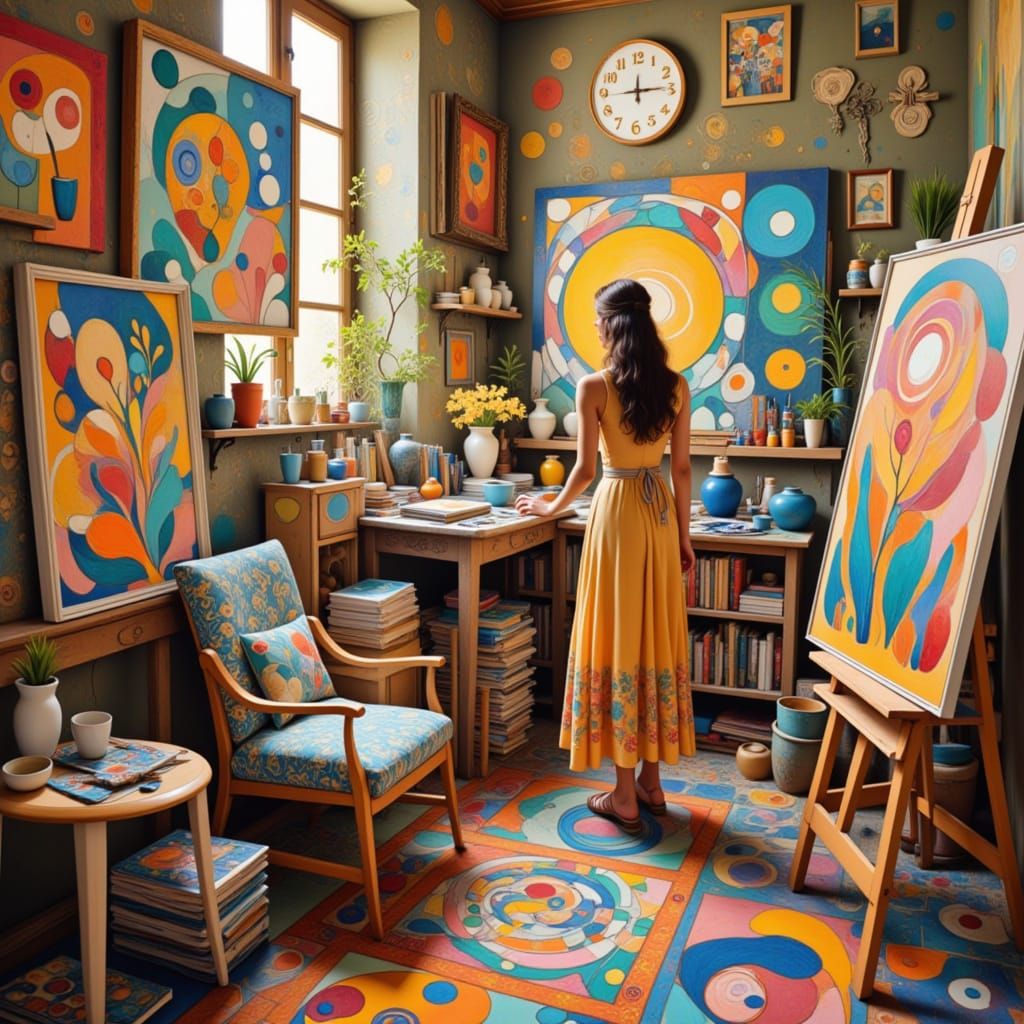 Artist in Studio: Folk Art Nouveau Style