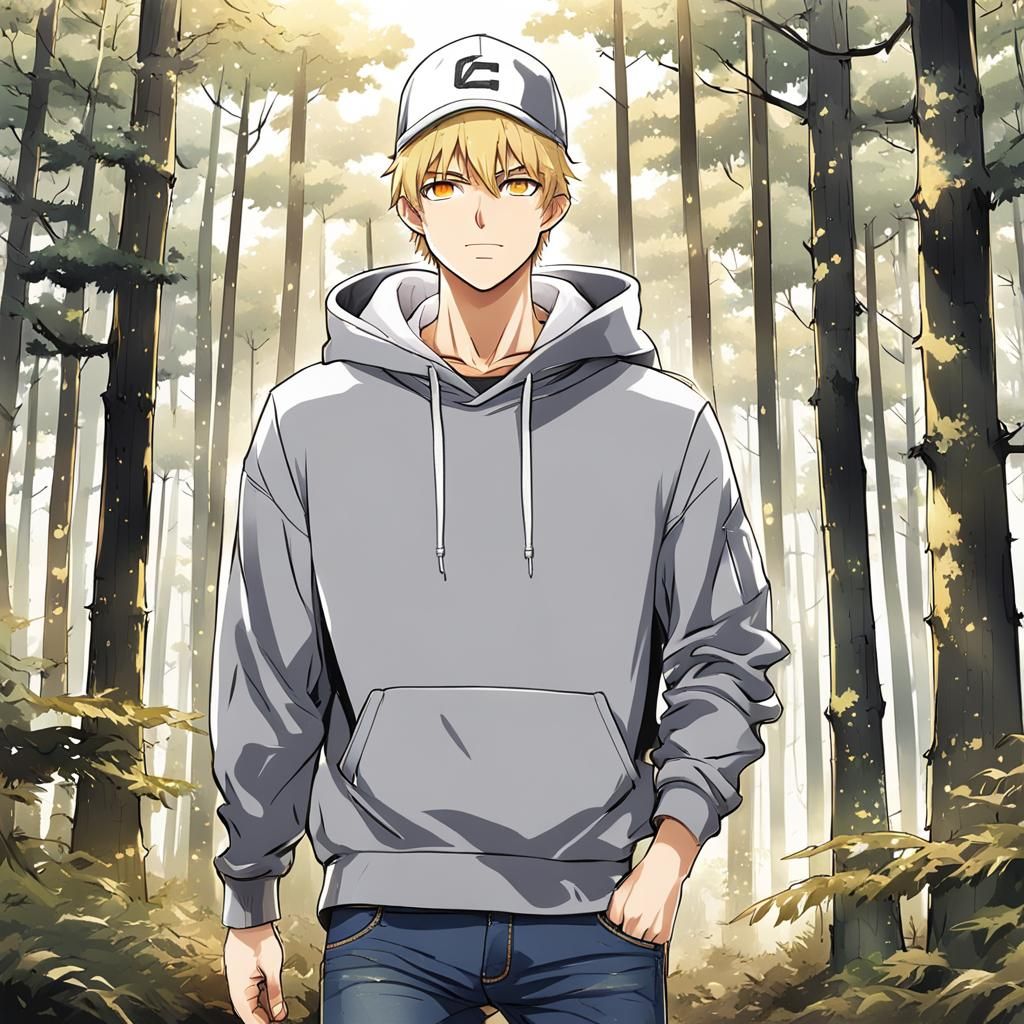 Blonde Man in Forest: Anime Key Visual
