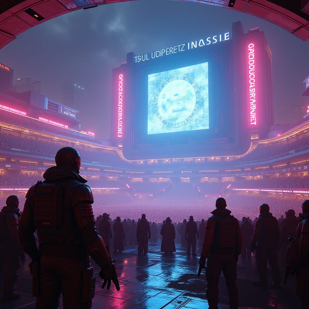 Futuristic Neon Arena in Cyberpunk Style