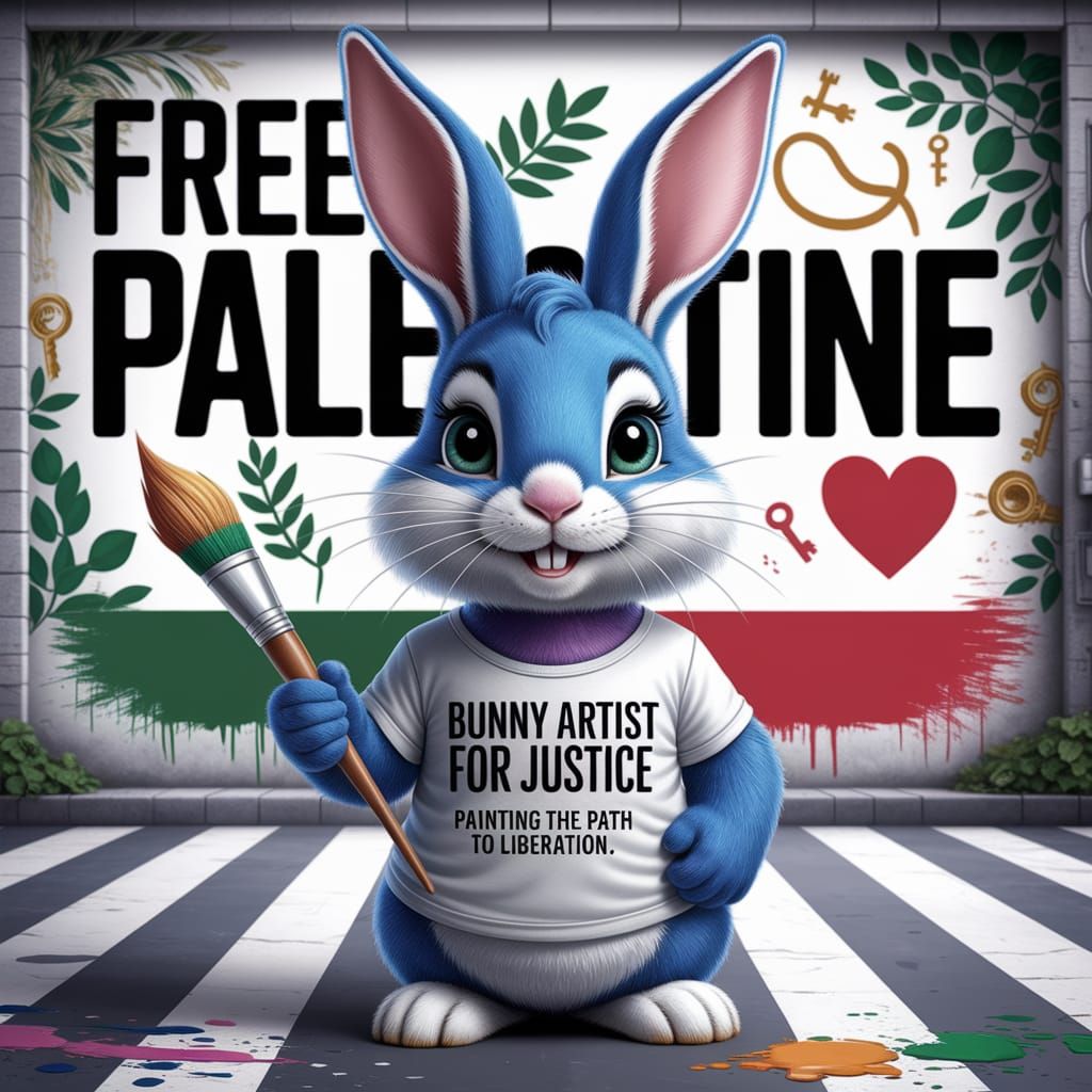 Bunny Artist for Social Justice in Whimsical Street Art Styl...