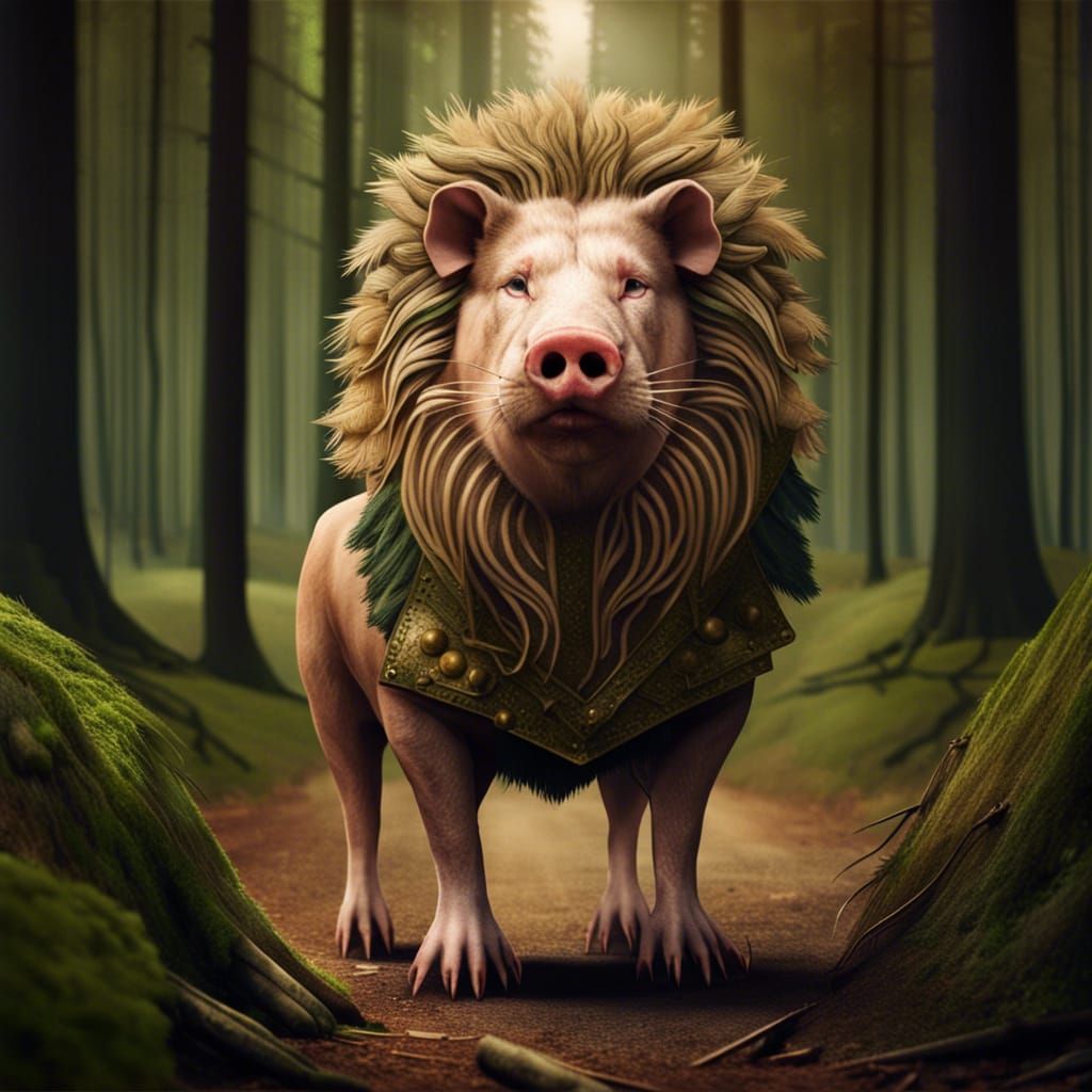 Pig-Lion Hybrid Creature in German Forest