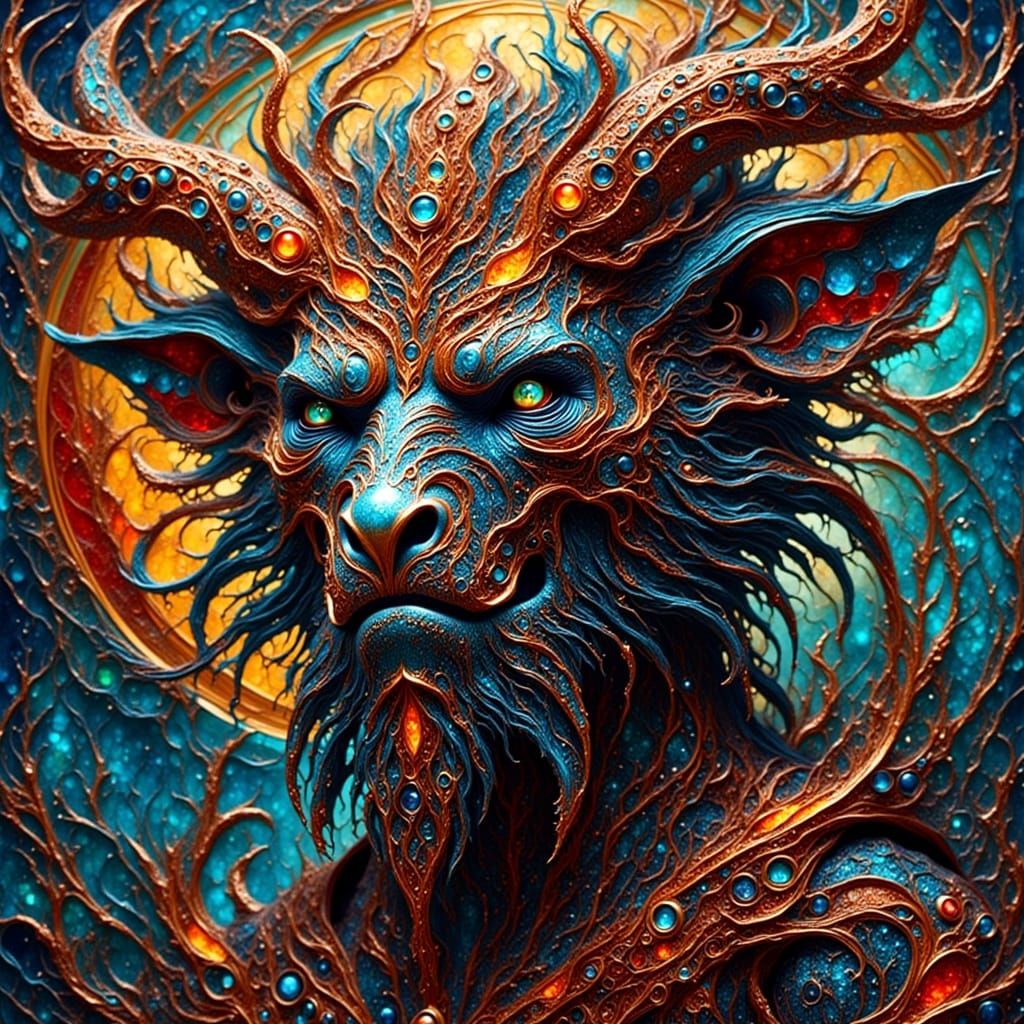 Abstract Stained Glass Beast Illustration