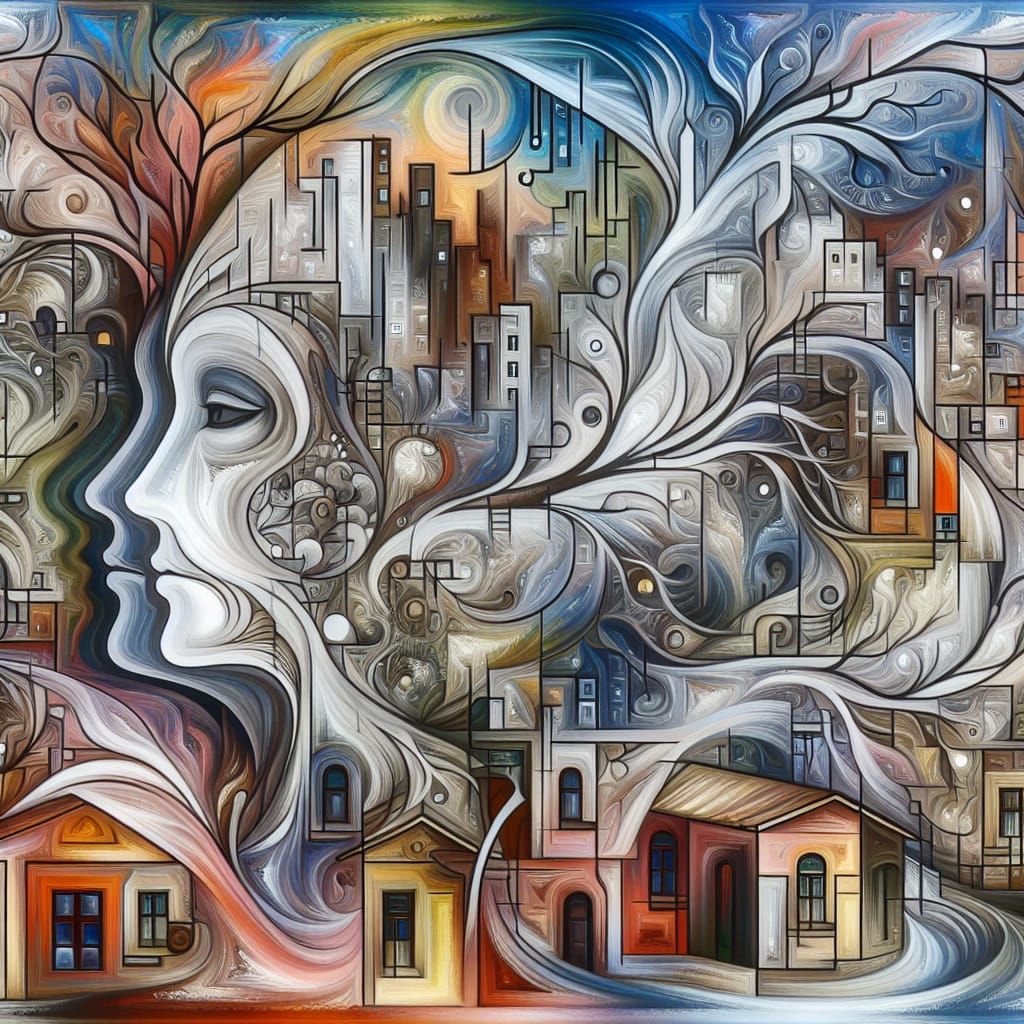 Surreal Metropolis: Nature Meets City in Abstract Art