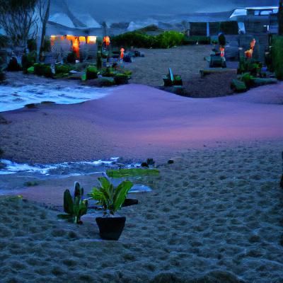 Garden at Dusk: Serene Digital Landscape