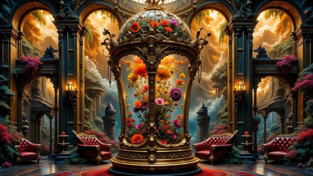 Majestic Venetian Lantern in Hyperdetailed Landscape