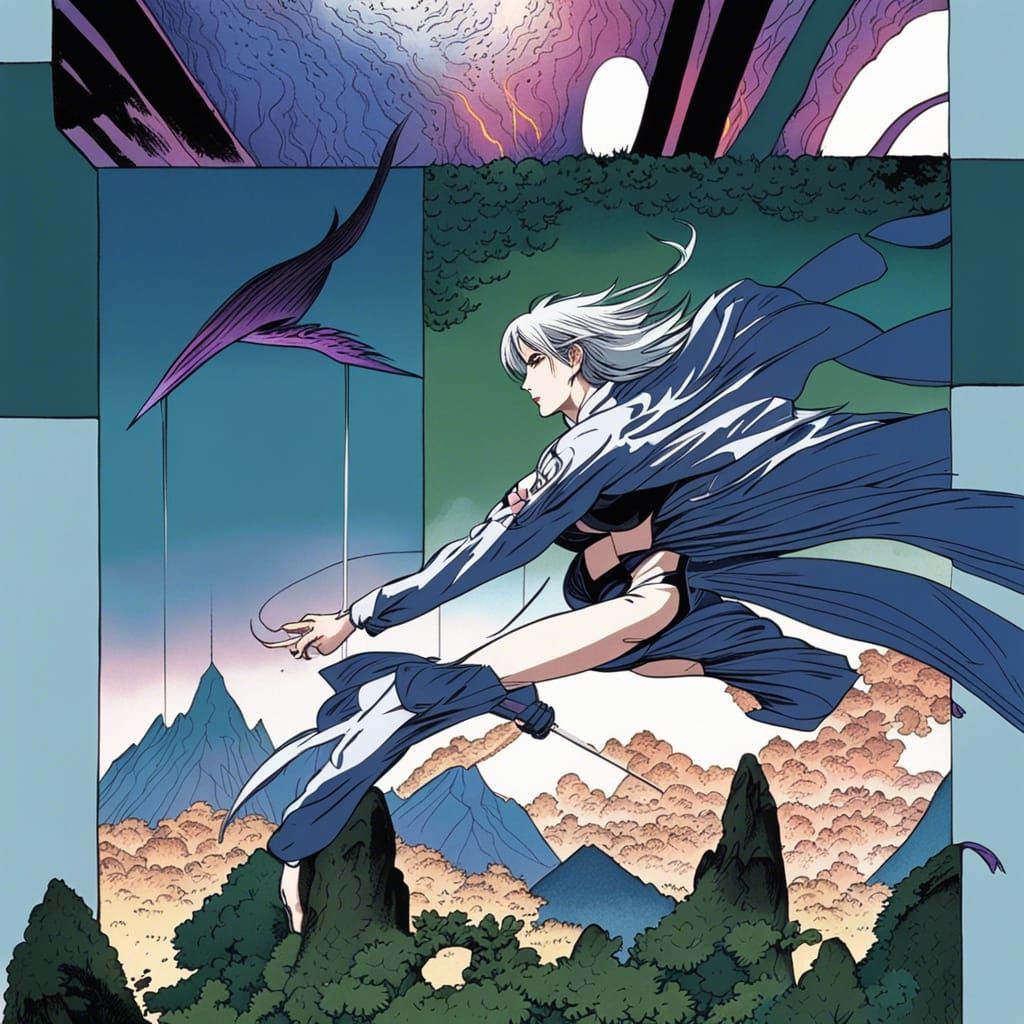 80s Anime Bodybuilder Illustration in Dark Fantasy Style