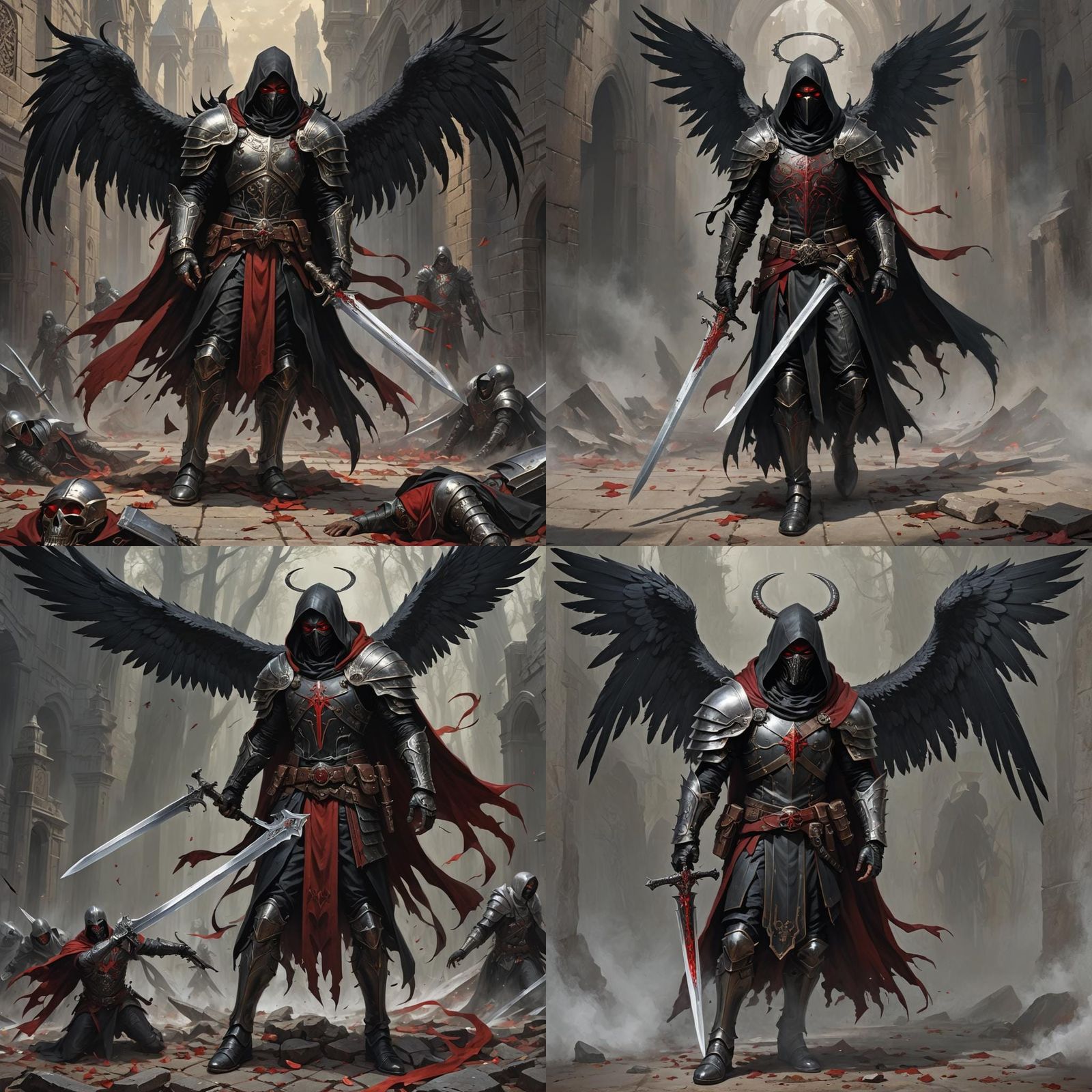 Fallen Aasimar Cleric with Leathery Wings