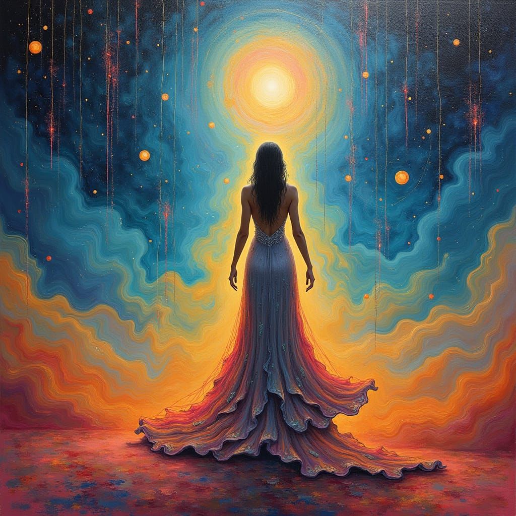 Surreal Woman Reveals Melting Reality in Acrylics