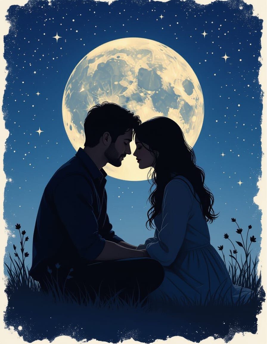 Two Lovers in Moonlight: A Tender Silhouette