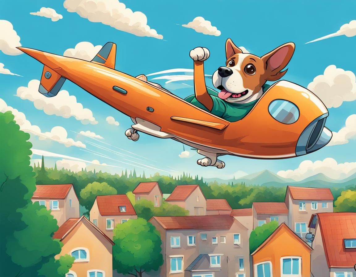 Dog Pilot Soars Over Astonished Town