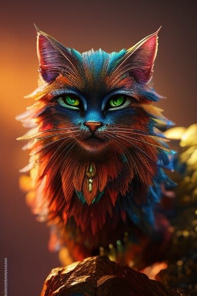 Hyperdetailed Portrait of a Red Kitten in Gouache