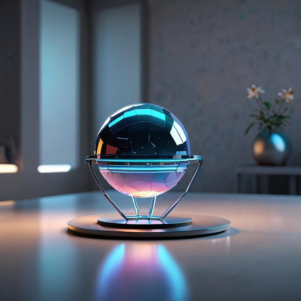 Futuristic Low-Poly Hovering Orb Toy in 3D