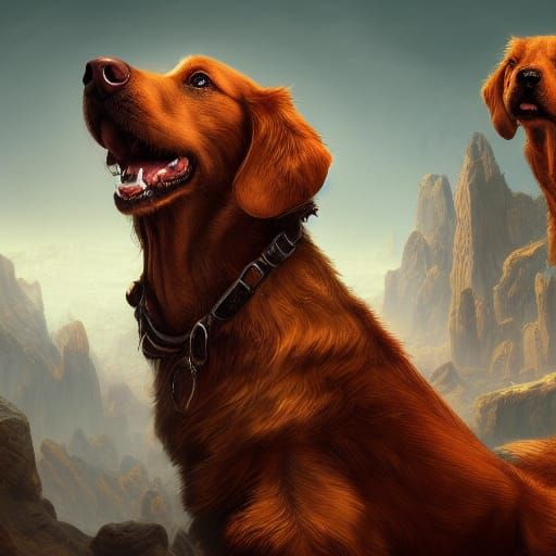 Fantastical Dogs in Detailed Matte Painting