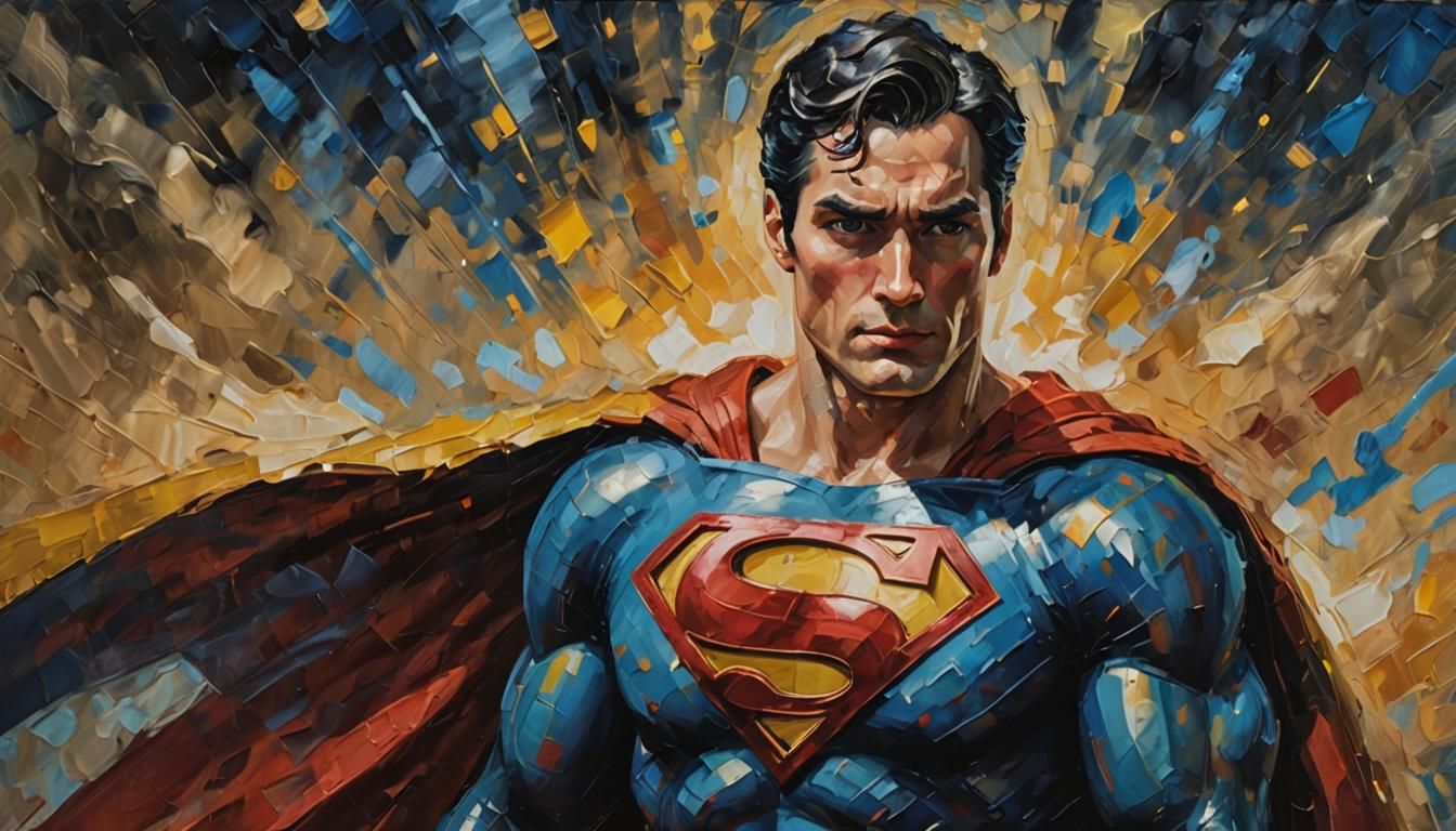 Superman Prime Portrait as Impressionist Oil Painting