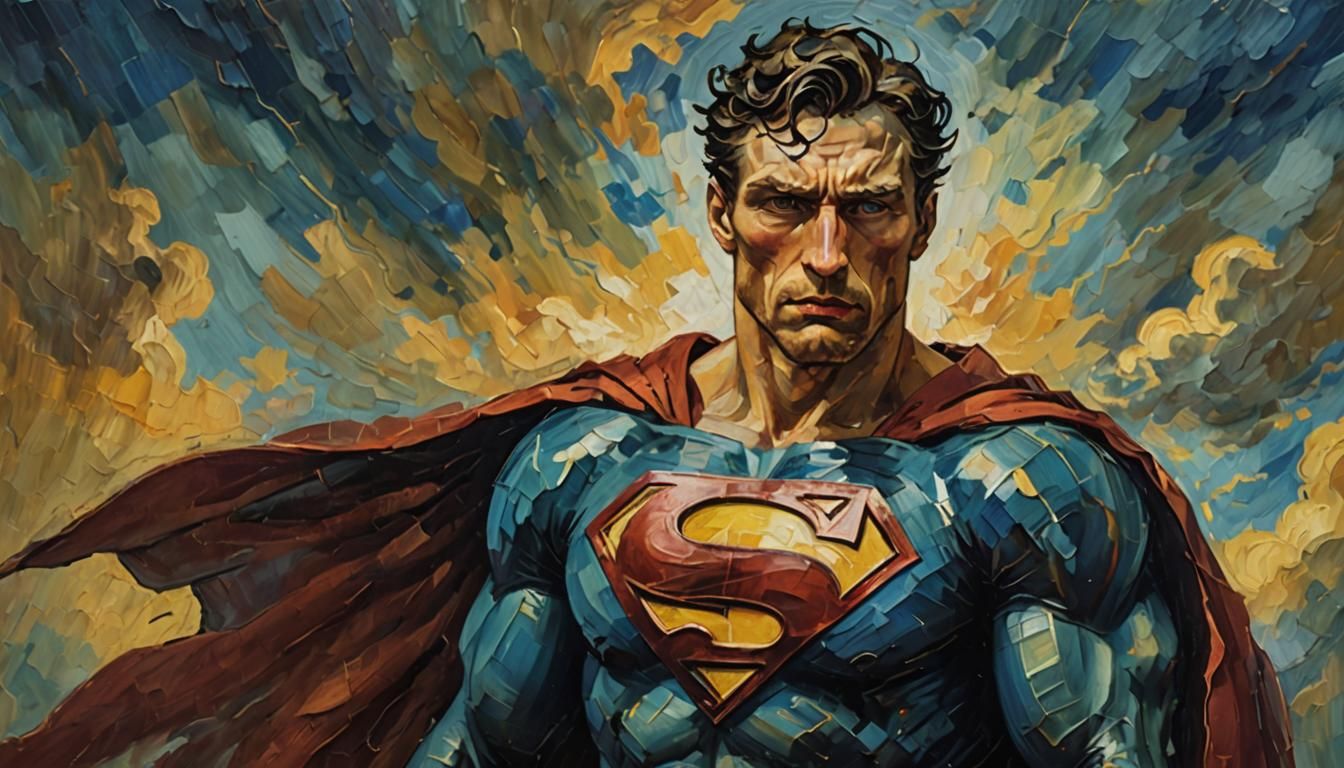 Superman Prime Portrait in Impressionist Style