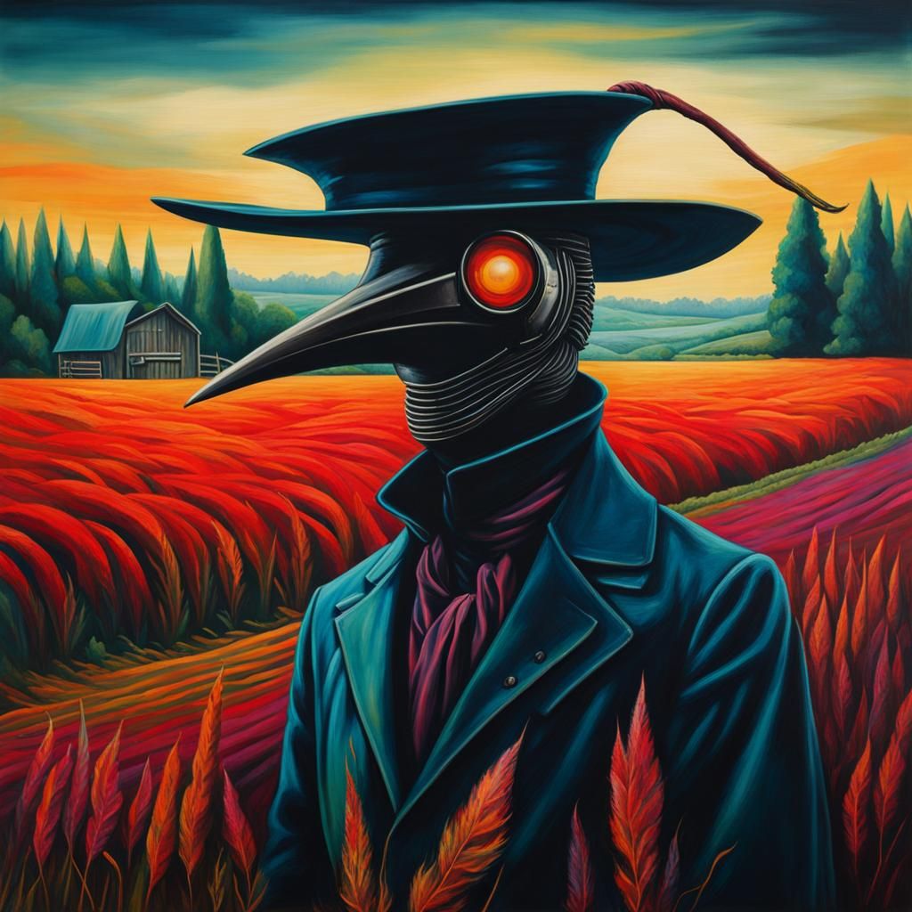 Dystopian Plague Doctor in Triadic Colors