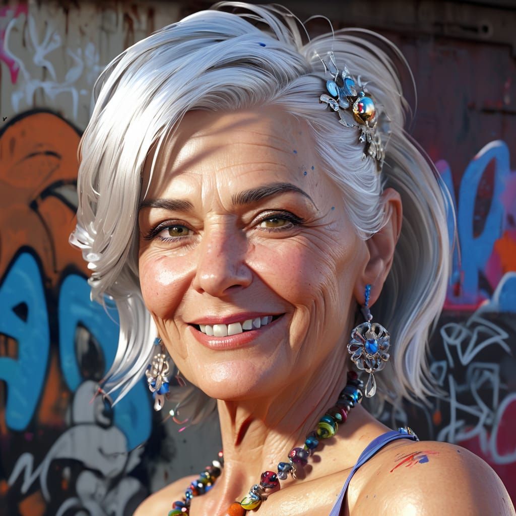 Vintage Glamour Portrait in Vibrant Graffiti Style