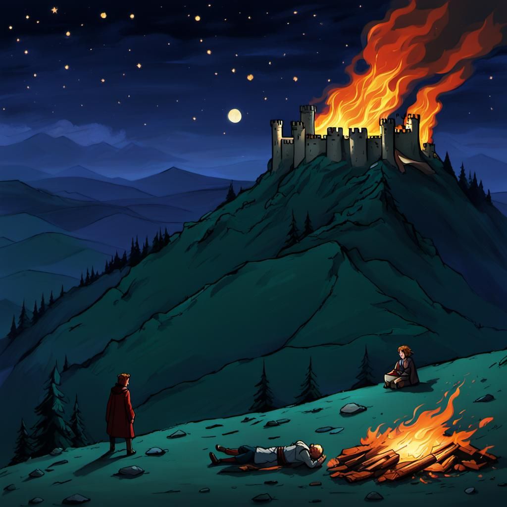 Siegfried Finds Brunhilde Asleep in Burning Castle