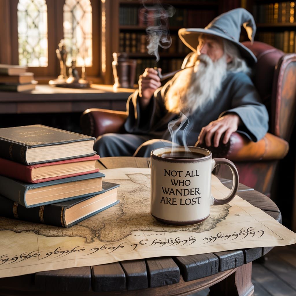 Middle Earth Still Life with Wizard in Matte Painting