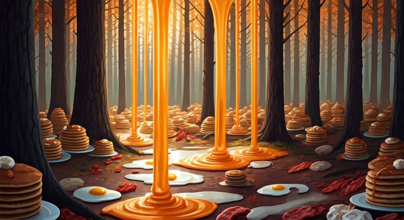 Breakfast Food Forest with Maple Syrup Rain