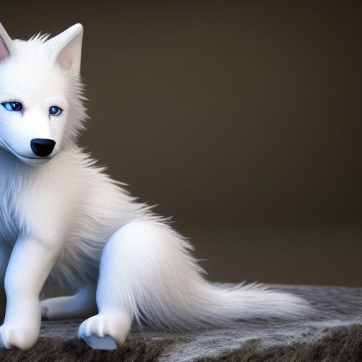 Adorable White Wolf Puppy with Blue Eyes