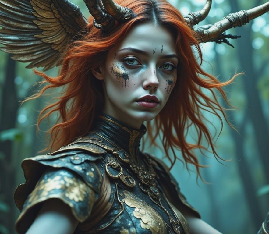 Moirane: Cyberpunk Feline Angel Warrior in Dystopian Dreamsc...