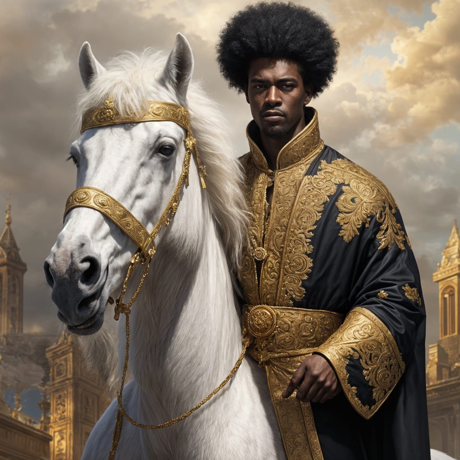 Regal Black Royal with White Horse