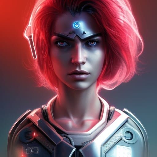 Dystopian Cyborg Hacker: Sci-Fi Concept Art