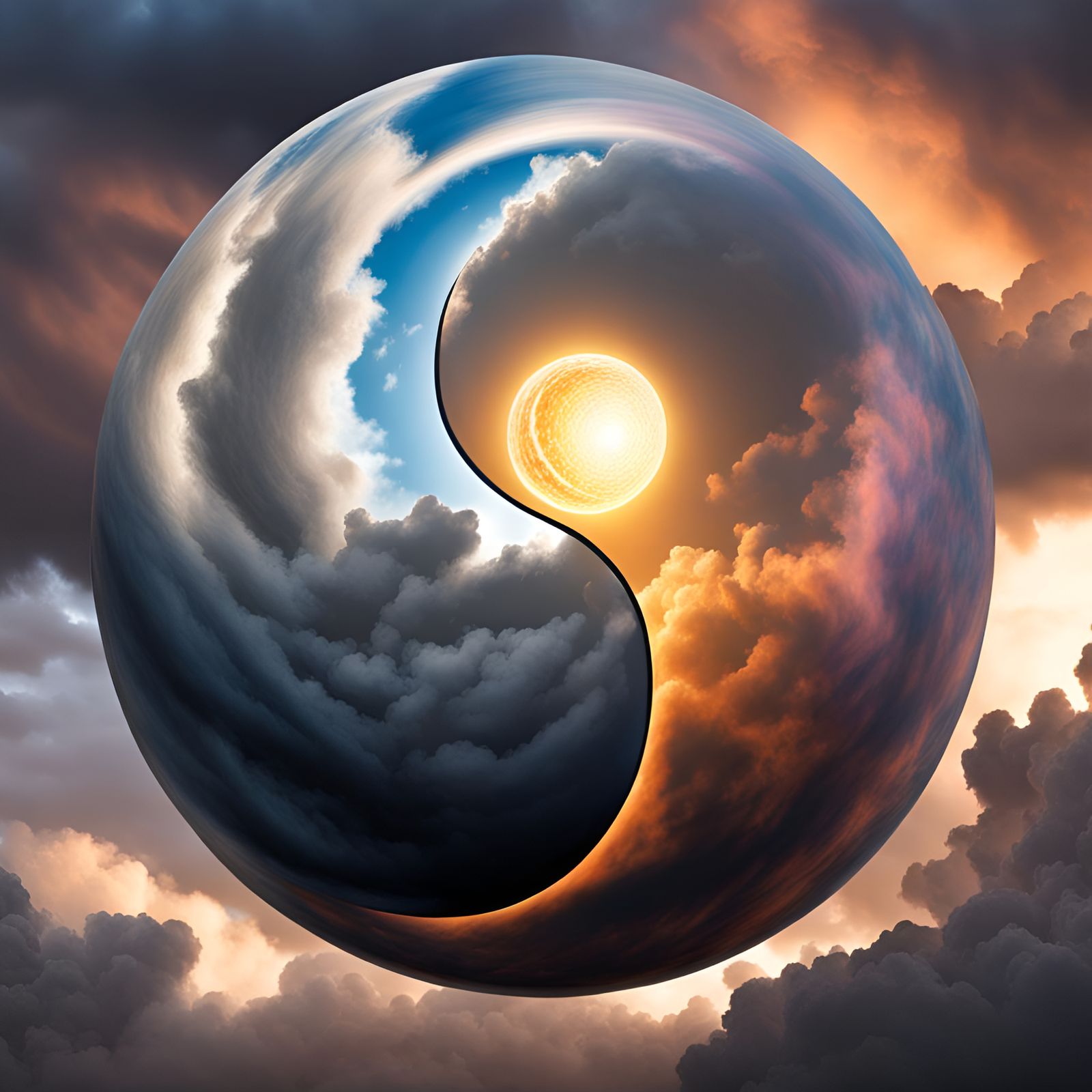 Lux Aurumque Sphere Above Storm in Sky