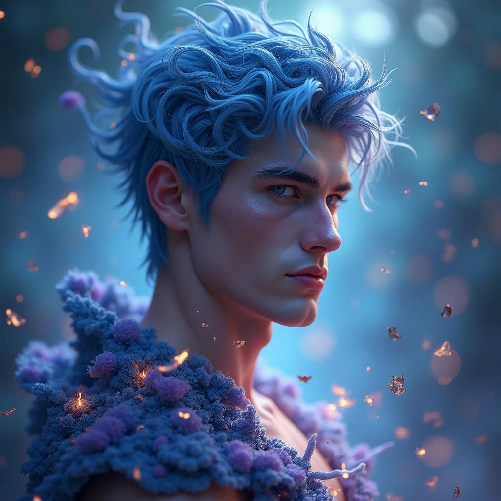 Mystical Young Man with Piercing Eyes